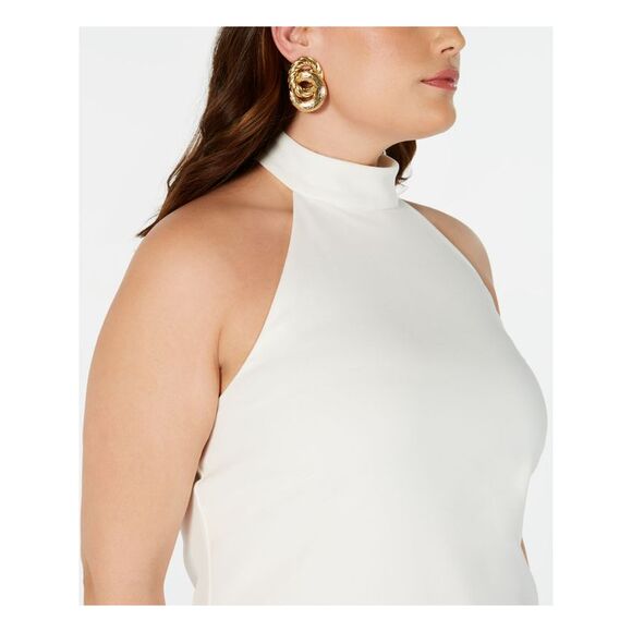 TEEZE ME Womens Sleeveless Halter Knee Length Cocktail Sheath Dress - Picture 3 of 4